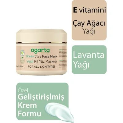 Agarta Yeşil Kil Yüz Maskesi, 150 ml