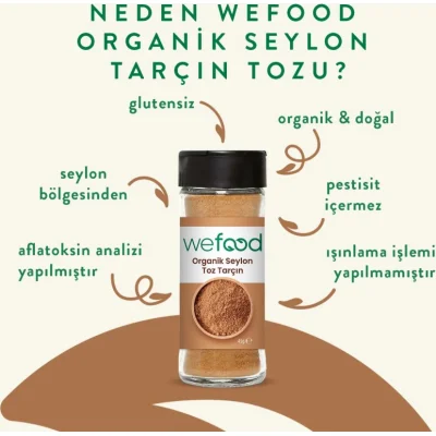 Wefood Organik Seylon Tarçın Tozu, 45 g