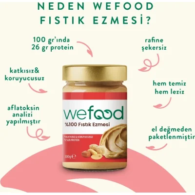 Wefood Yer Fıstığı Ezmesi, %100 Sade, 300 g
