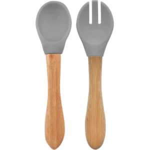 OiOi Mama Kaşığı ve Çatal Seti, Powder Gray