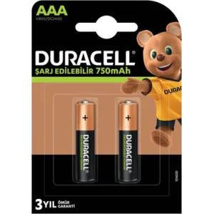 Duracell Şarj Edilebilir Pil AAA, 2'li, mAh