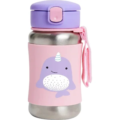 Skip Hop Pipetli Paslanmaz Çelik Suluk, 350 ml, Narwhal