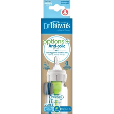 Dr Brown's Dar Ağız Antikolik Cam Biberon, 120 ml