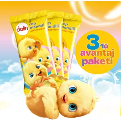 Dalin Klasik Islak Cep Mendil, 15 Yaprak, 3'lü