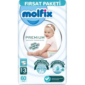 Molfix Premium Bebek Bezi, 3 Beden, 60 Adet