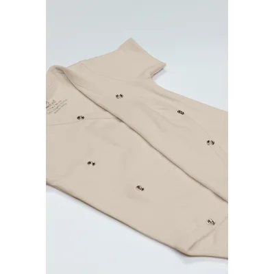 Bistyle Organik Natural Basic Style Yarım Kol Kruvaze Badi, Bej
