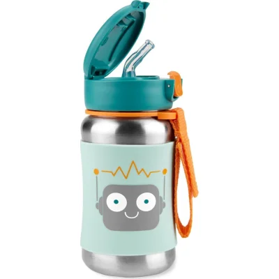 Skip Hop Pipetli Paslanmaz Çelik Suluk, 350 ml, Robot