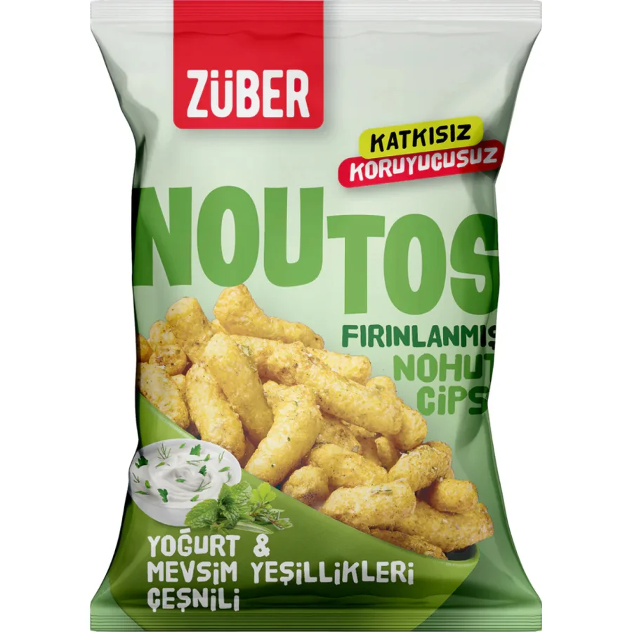 Züber Noutos Fırın Nohut Cipsi, 55 g, Yoğurt ve Mevsim Yeşillikleri