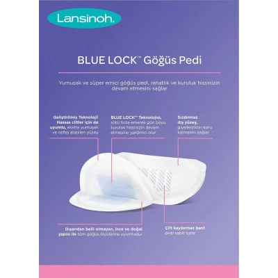 Lansinoh Blue Lock Göğüs Pedi, 60'lı