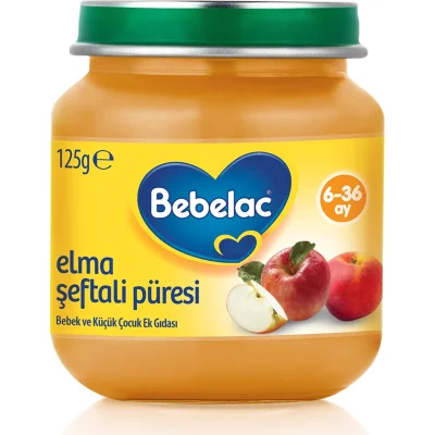 Bebelac Elma Şeftali Püresi Kavanoz Maması, 125 g