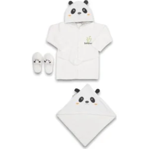Bebitof Baby Panda Bebe Bornoz Seti, Beyaz