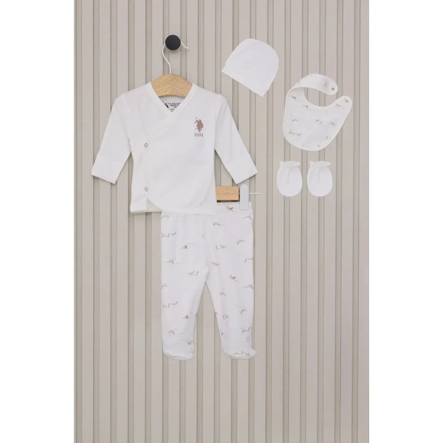 U.S Polo Bebek Hastane Çıkışı, 5 Parça, Krem
