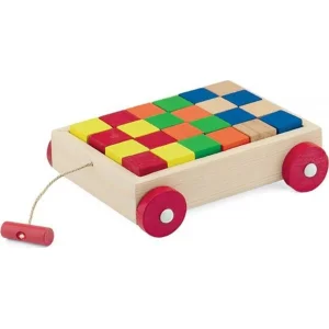 Play Wood Ahşap Renkli Küp Bloklu Araba, 17x5x14 cm