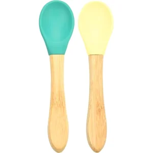 OiOi Bambu Saplı Silikon Mama Kaşığı Yeşil, 2'li, Sarı