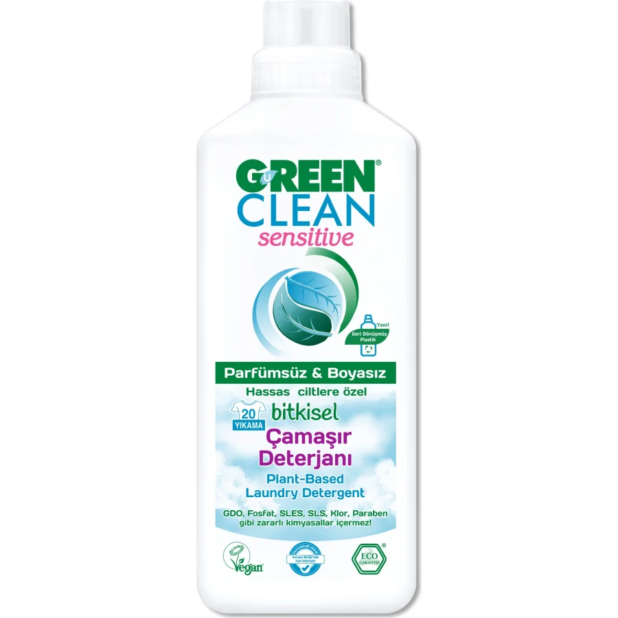 Green Clean Sensitive Parfümsüz Bitkisel Çamaşır Deterjanı, 1000 ml