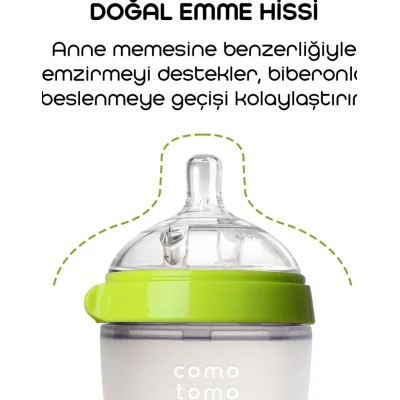 Comotomo Antikolik Silikon Biberon, 150 ml, 0-3 Ay Yeşil