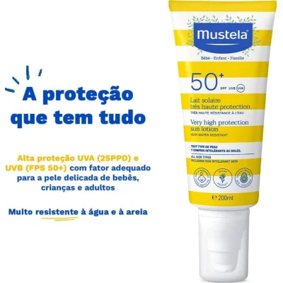Mustela Çok Yüksek Koruma Faktörlü Güneş Losyonu, SPF 50, 200 ml