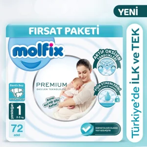 Molfix Premium Bebek Bezi, 1 Beden, 72 Adet