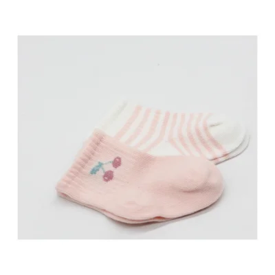 Bistyle Little Girl Penye Soket Çorap, 2'li, Pembe, Ekru