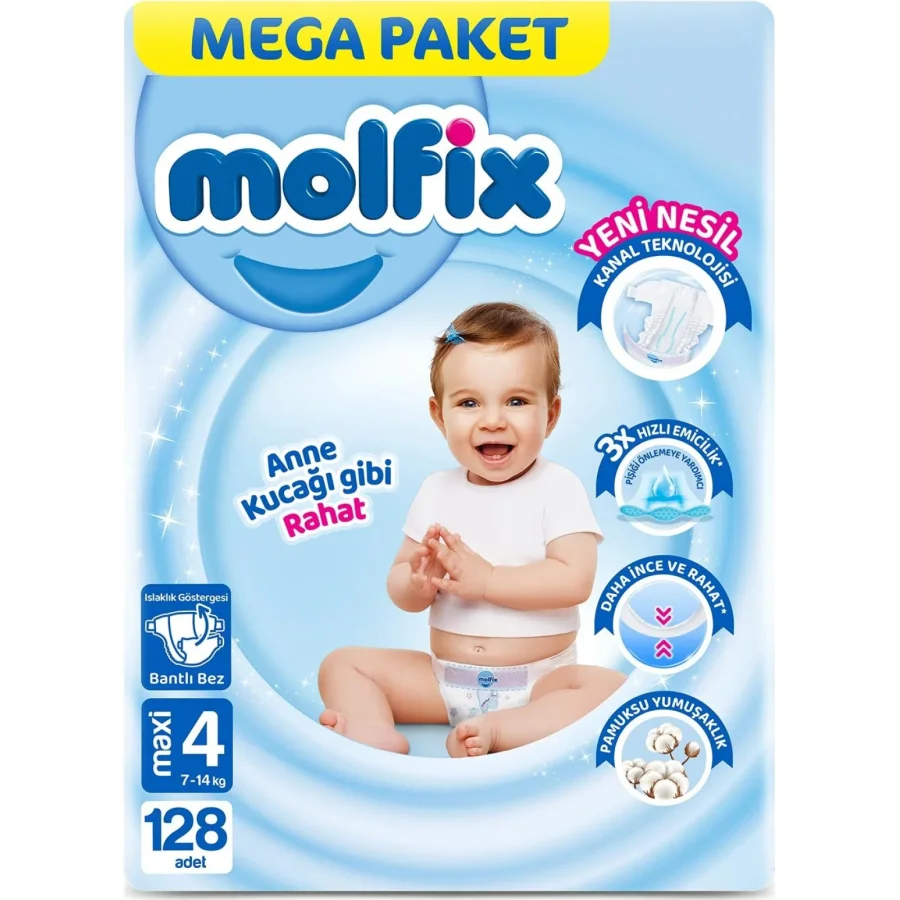 Molfix Bebek Bezi, 4 Beden, 128 Adet