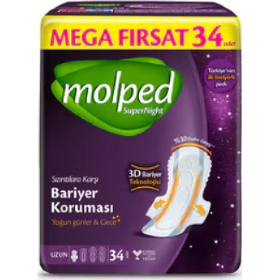Molped SüperNight Uzun Ped Mega, 34 Adet