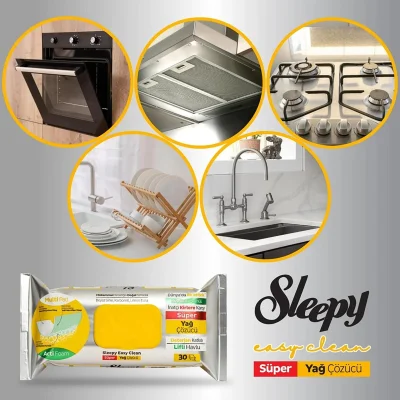 Sleepy Yüzey Temizlik Havlusu 30 Adet Yağ Çözücü
