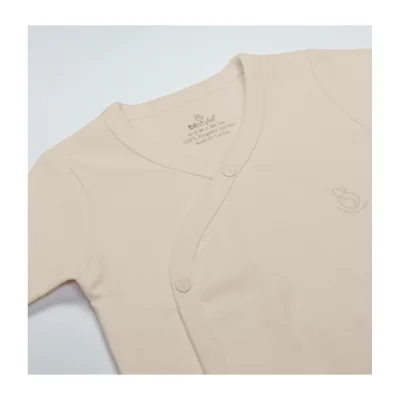 Bistyle Organik Natural Basic Style Yarım Kol Kruvaze Badi, Bej