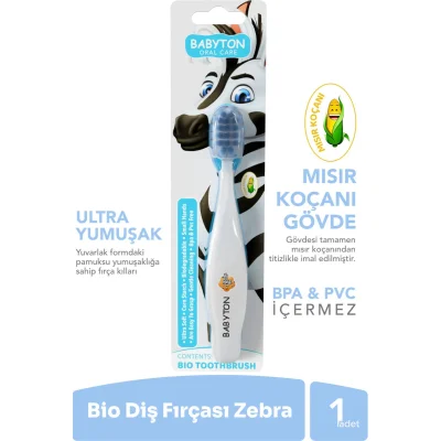 Babyton Bio Ultra Yumuşak Çocuk Diş Fırçası Zebra