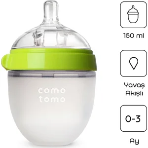 Comotomo Antikolik Silikon Biberon, 150 ml, 0-3 Ay Yeşil