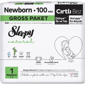 Sleepy Natural Bebek Bezi, 1 Beden, 100 Adet