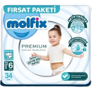 Molfix Premium Bebek Bezi, 6 Beden, 34 Adet