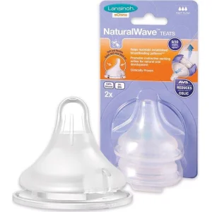 Lansinoh Natural Wave Biberon Emziği, Yavaş Akış, 2'li