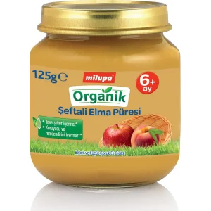 Milupa Organik Şeftali Elma Püreli Kavanoz Maması, 125 g