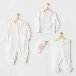 Andywawa Petit Love Newborn Tüllü Set, 4 Parça, Ekru
