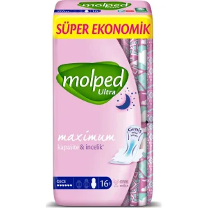 Molped Ultra Hijyen Anatomik Gece Ped Süper Eko, 16 Adet