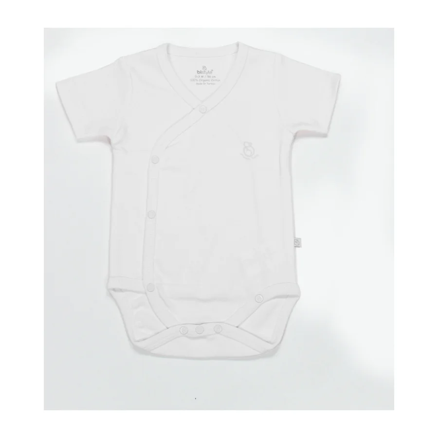 Bistyle Organik Natural Basic Style Yarım Kol Kruvaze Badi, Beyaz