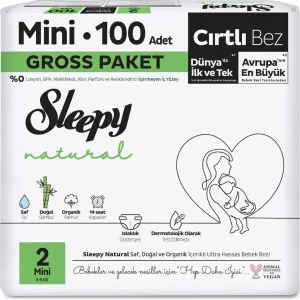 Sleepy Natural Bebek Bezi, 2 Beden, 100 Adet