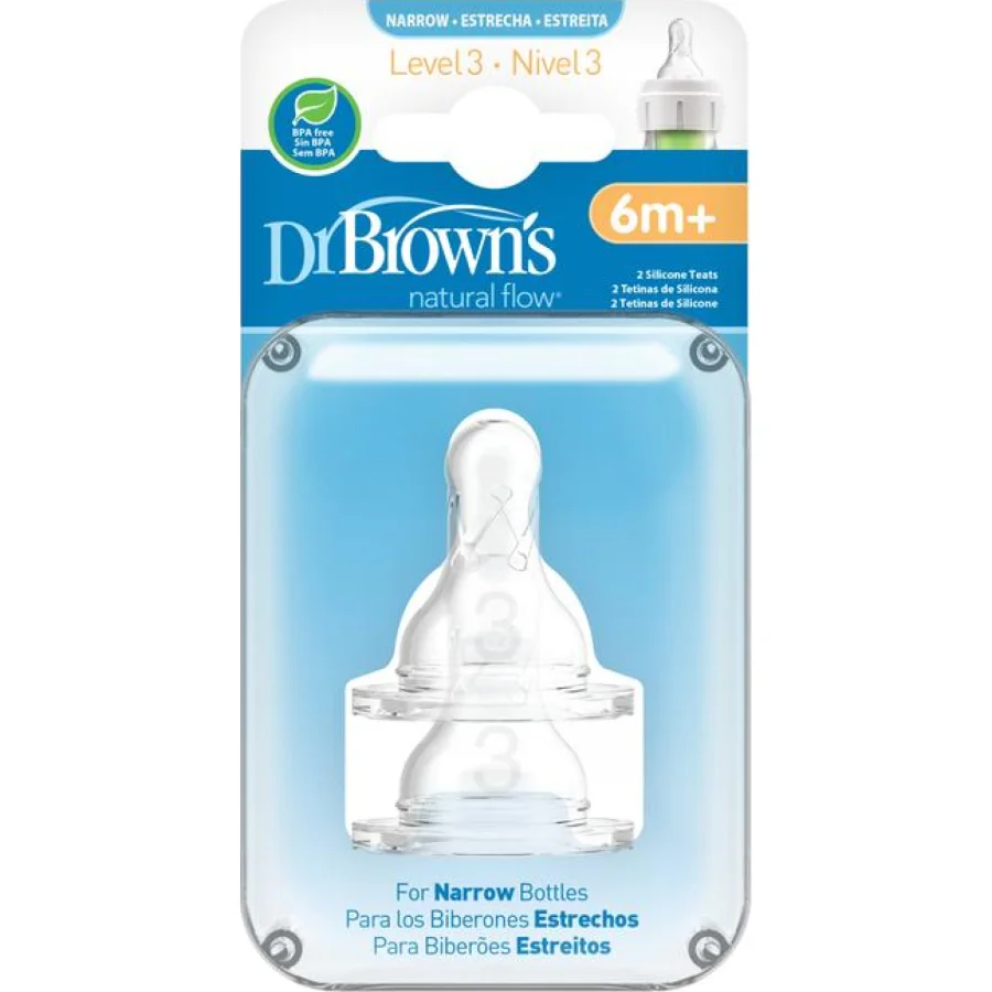 Dr Brown's Dar Ağız 3. Evre Silikon Biberon Emziği, 2'li