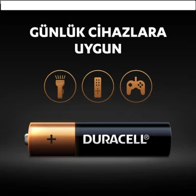 Duracell İnce Kalem Pil, AAA, 4'lü