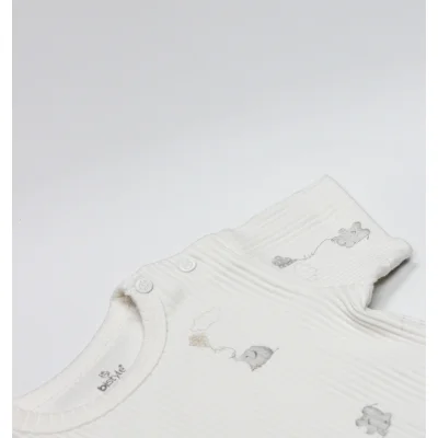 Bistyle Flying Elephant Yarım Kol Badi, 2'li, Ekru, Gri