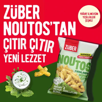 Züber Noutos Fırın Nohut Cipsi, 55 g, Yoğurt ve Mevsim Yeşillikleri