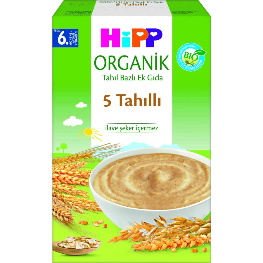 Hipp Organik 5 Tahıllı Tahıl Bazlı Kaşık Maması, 200 g