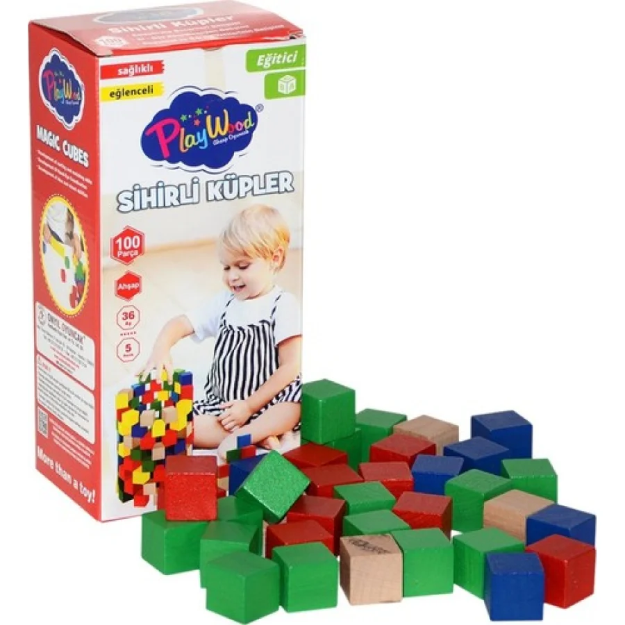 Play Wood Ahşap Sihirli Küpler, 100 Parça