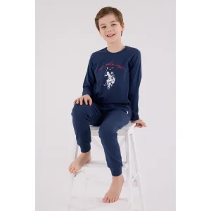 U.S. Polo Uzun Kol Pijama Takım, Koyu İndigo