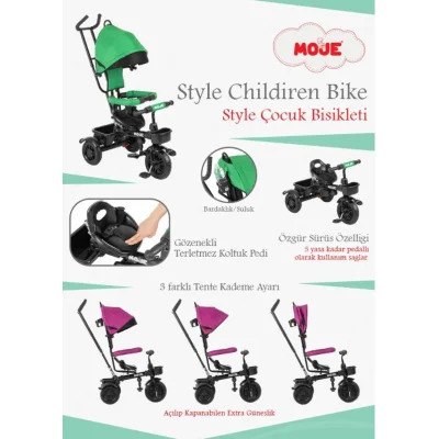 Moje Style 3 Tekerlekli Çocuk Bisikleti, Yeşil