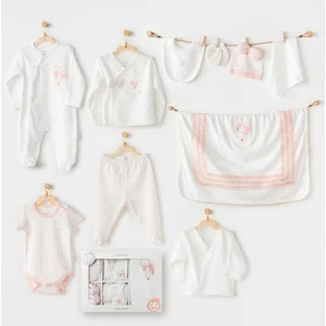 Andywawa Newborn Set Pink Baloons Hastane Çıkışı, 10 Parça, Ekru