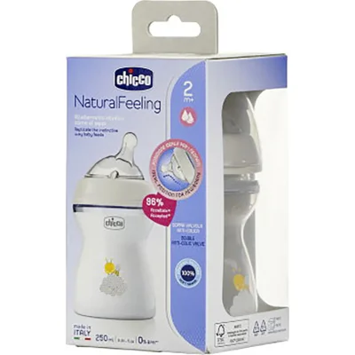 Chicco Natural Feeling Silikon Emzikli PP Biberon, 2+ Ay, 250 ml