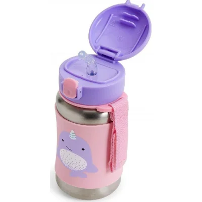 Skip Hop Pipetli Paslanmaz Çelik Suluk, 350 ml, Narwhal