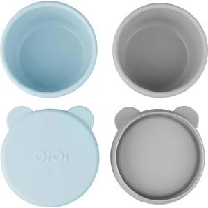 OiOi Silikon Kapaklı Mini Kase & Mini Bites, Mineral Blue/Powder Gray, 2'li