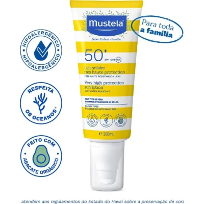Mustela Çok Yüksek Koruma Faktörlü Güneş Losyonu, SPF 50, 200 ml